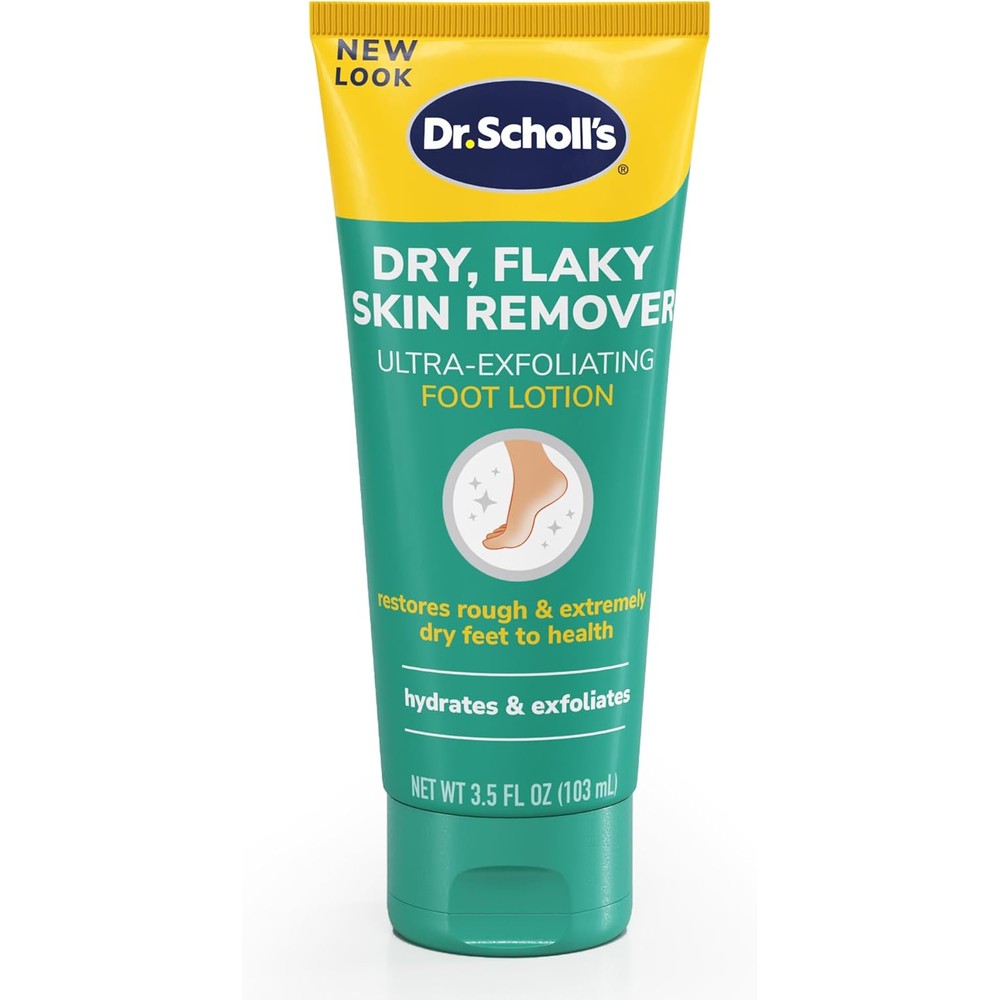 Dr. Scholl's Dry Flaky Skin Remover Foot Lotion front packaging view for intense hydration