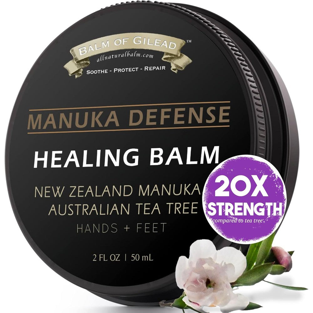 Balm of Gilead Manuka Defense Healing Balm front view of two fluid ounce container for intensive foot moisture.