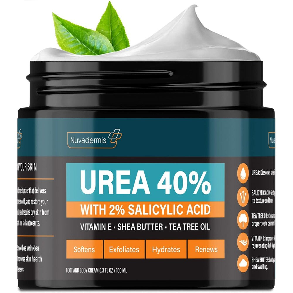 NUVADERMIS 40 Percent Urea Cream front view of the maximum strength full body moisturizer jar for dry skin repair