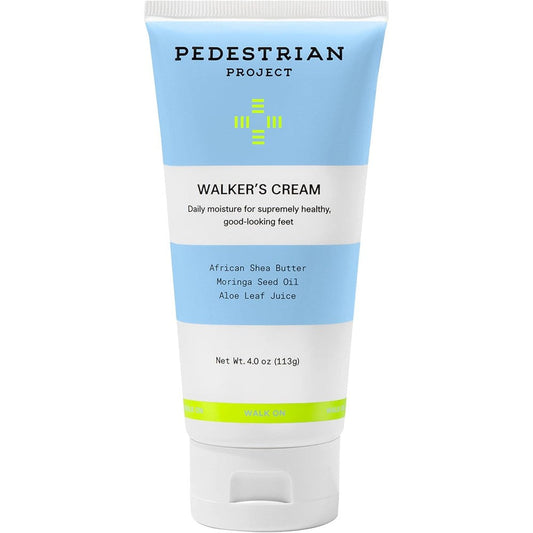 Pedestrian Project Walker's Foot Cream front view showing 4 Ounce packaging
