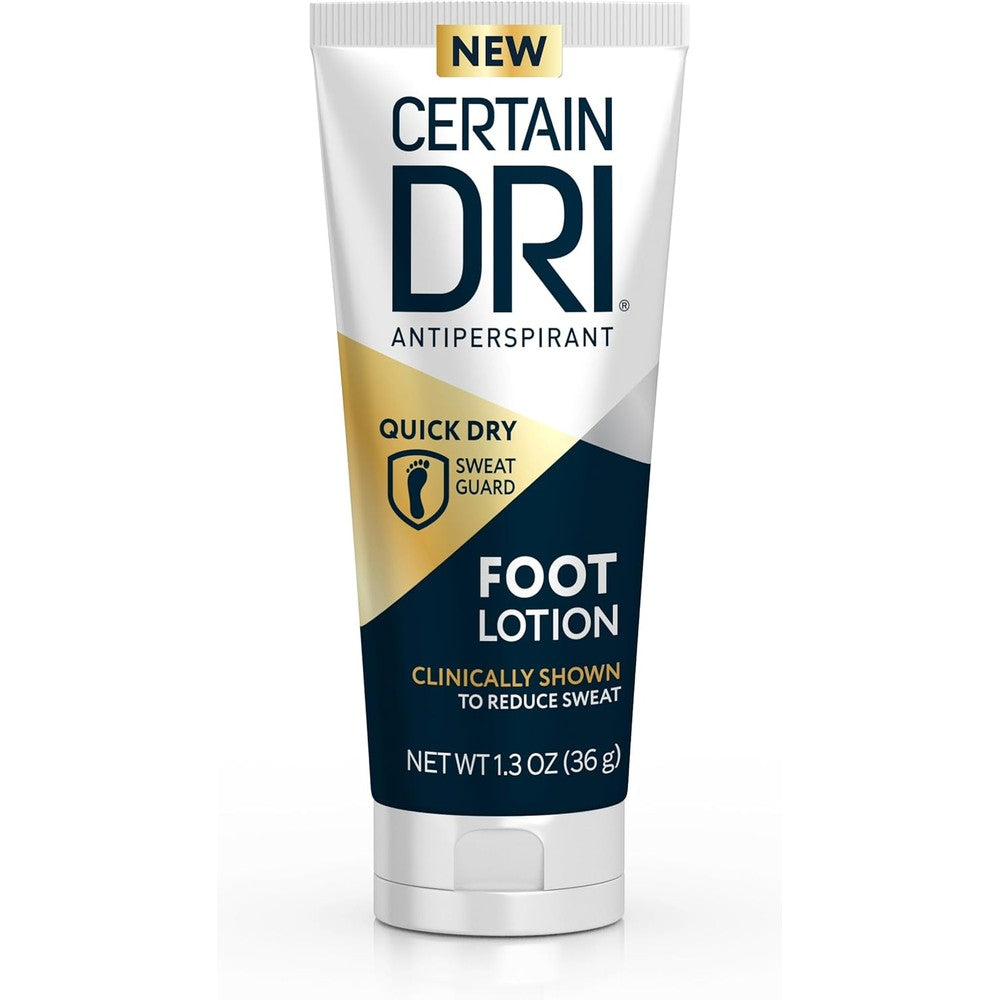 Certain Dri Antiperspirant Foot Lotion front view of tube packaging