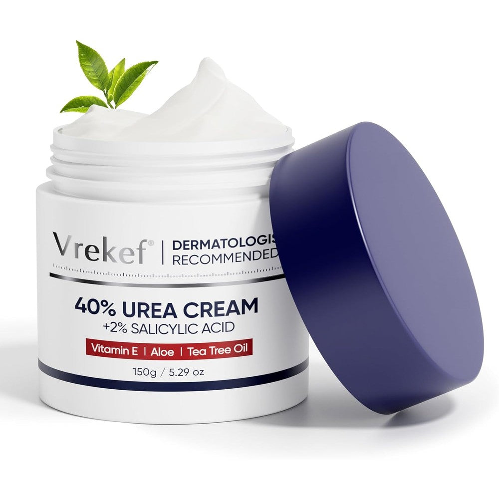 VREKEF Urea Cream 40 percent front view container for intensive foot care and callus softening