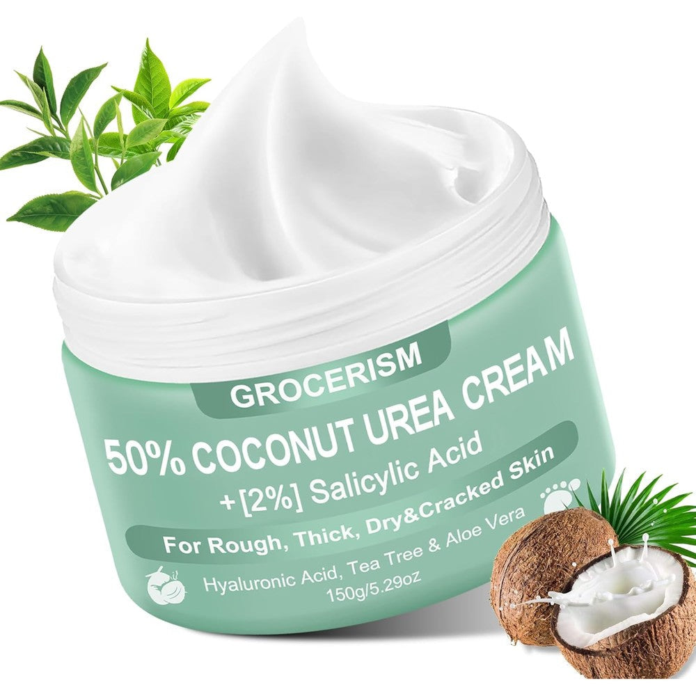 Grocerism Urea Cream Fifty Percent packaging front view showcasing intensive foot care benefits