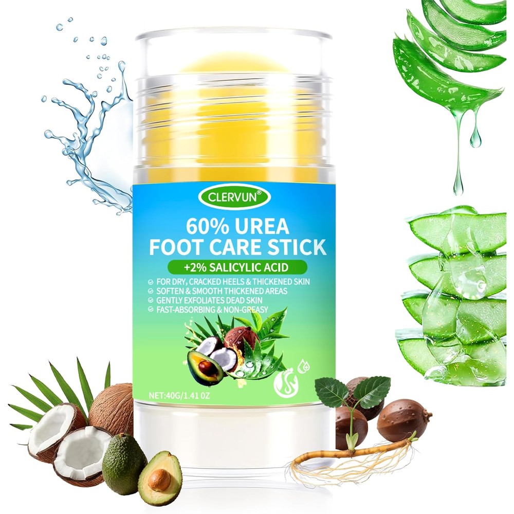 Clervun 60% Urea Foot Care Stick front view showing anti cracking moisturizer container