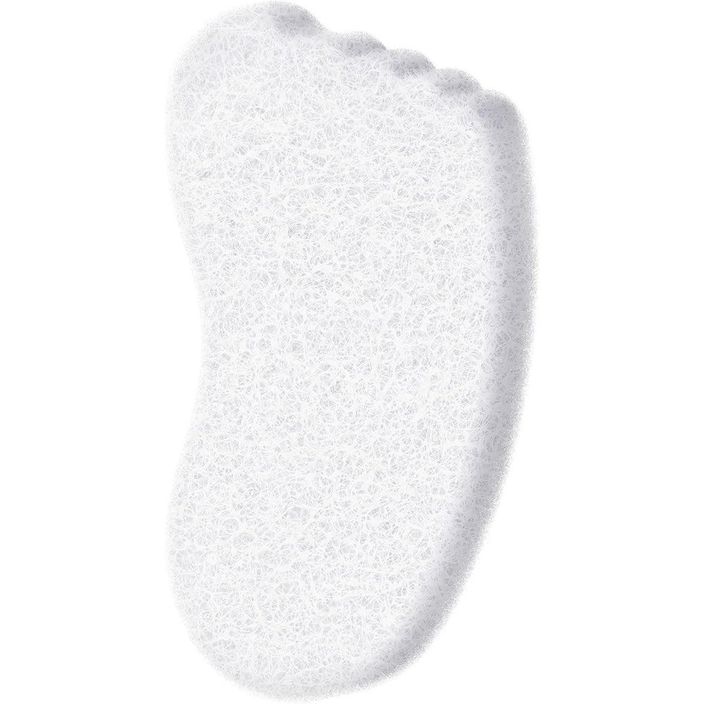HartFelt foot exfoliating sponge front view showing white ergonomic foot shape