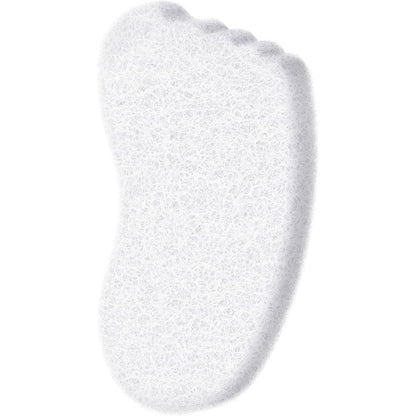 HartFelt foot exfoliating sponge front view showing white ergonomic foot shape