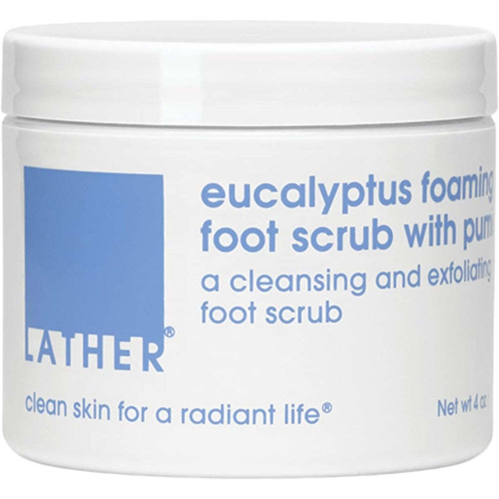 LATHER Eucalyptus Foaming Foot Scrub front view for premium pedicure foot care