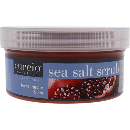 Cuccio Naturale Sea Salt Scrub Pomegranate and Fig 19.5 Ounce front view professional body exfoliator