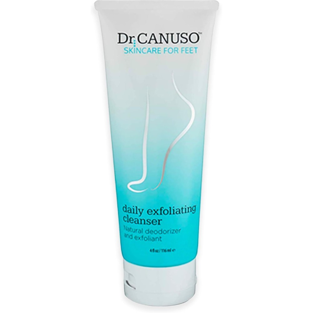 Dr. Canuso Skincare For Feet Daily Exfoliating Cleanser front view showing the product tube packaging.