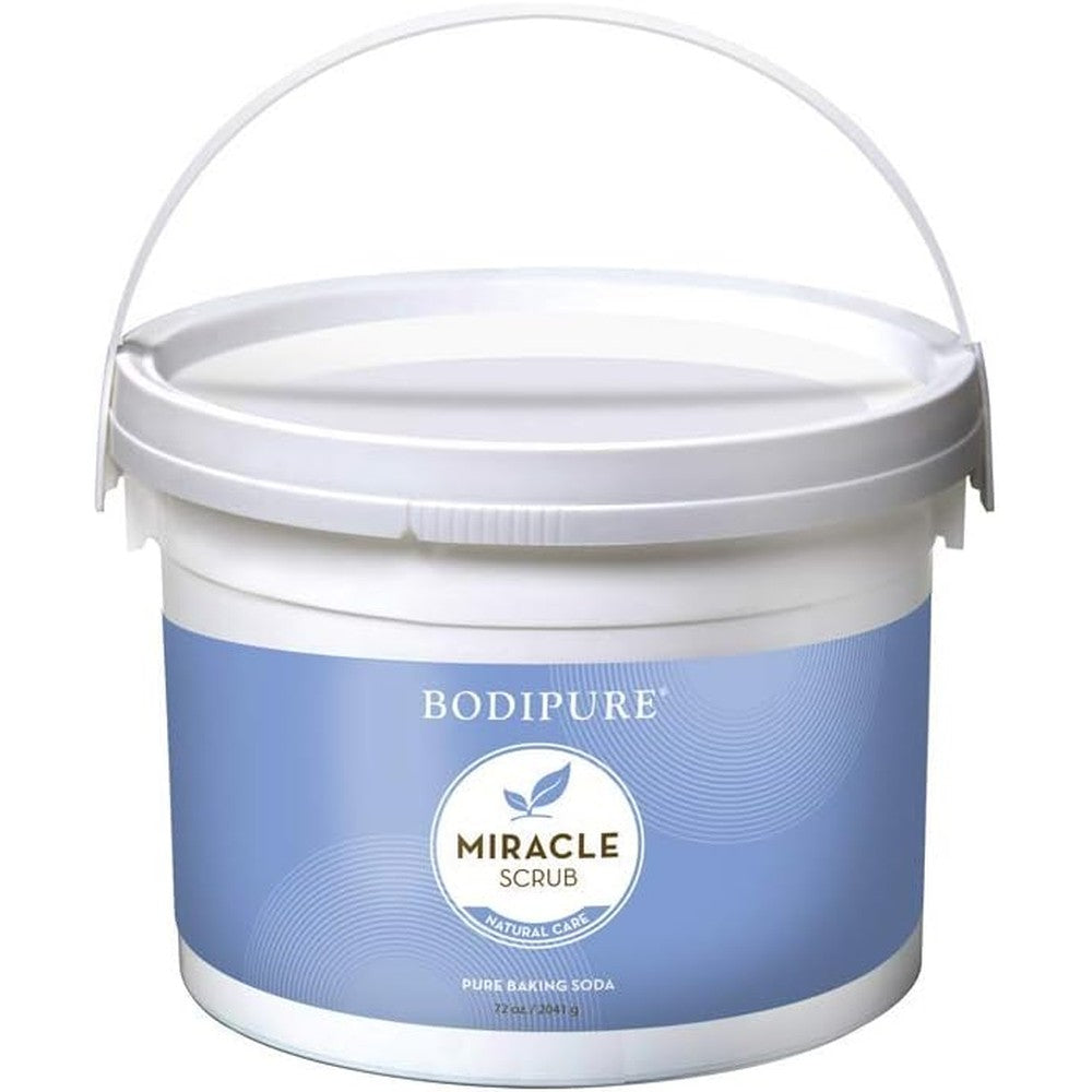 Bodipure Miracle Baking Soda Foot Scrub seventy-two ounce front view bucket for spa pedicures.