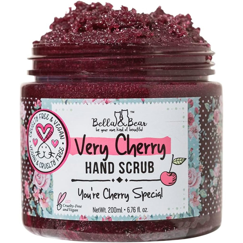 Bella and Bear Very Cherry Hand Scrub front view jar