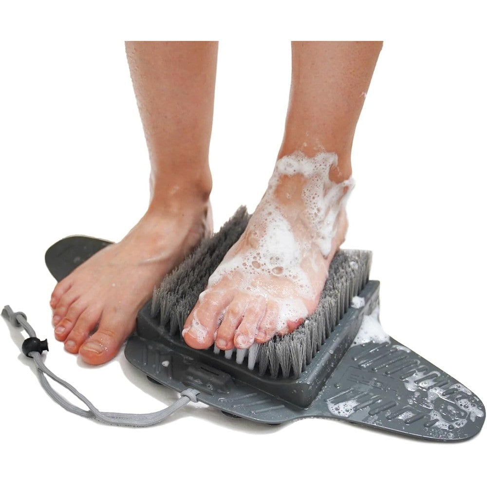 Efforest Shower Foot Scrubber Mat top view with bristles and pumice stone