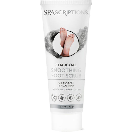 SpaScriptions Charcoal Smoothing Foot Scrub 10.5 ounce tube front view