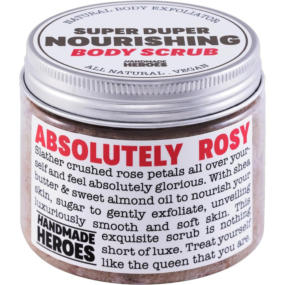 Handmade Heroes Rose Petal Scrub front view natural skincare