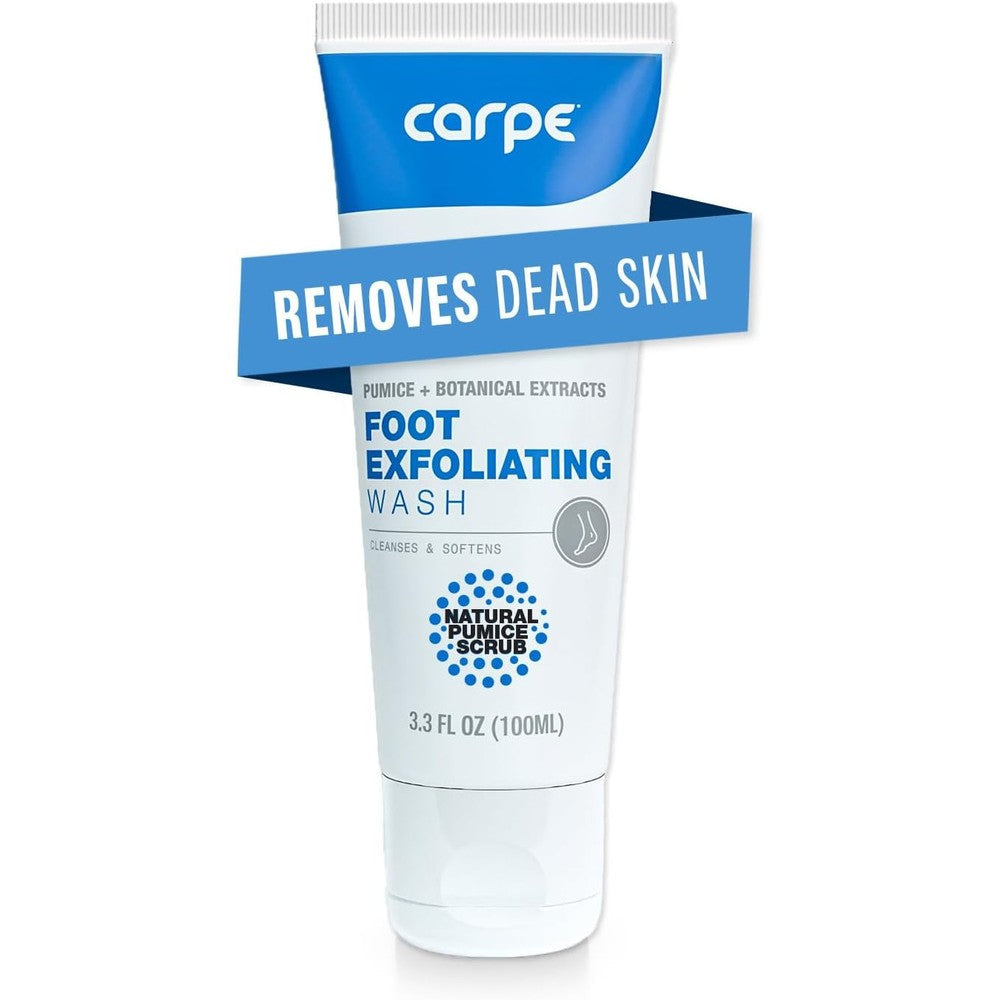 Carpe Exfoliating Foot Scrub tube front view for foot odor control