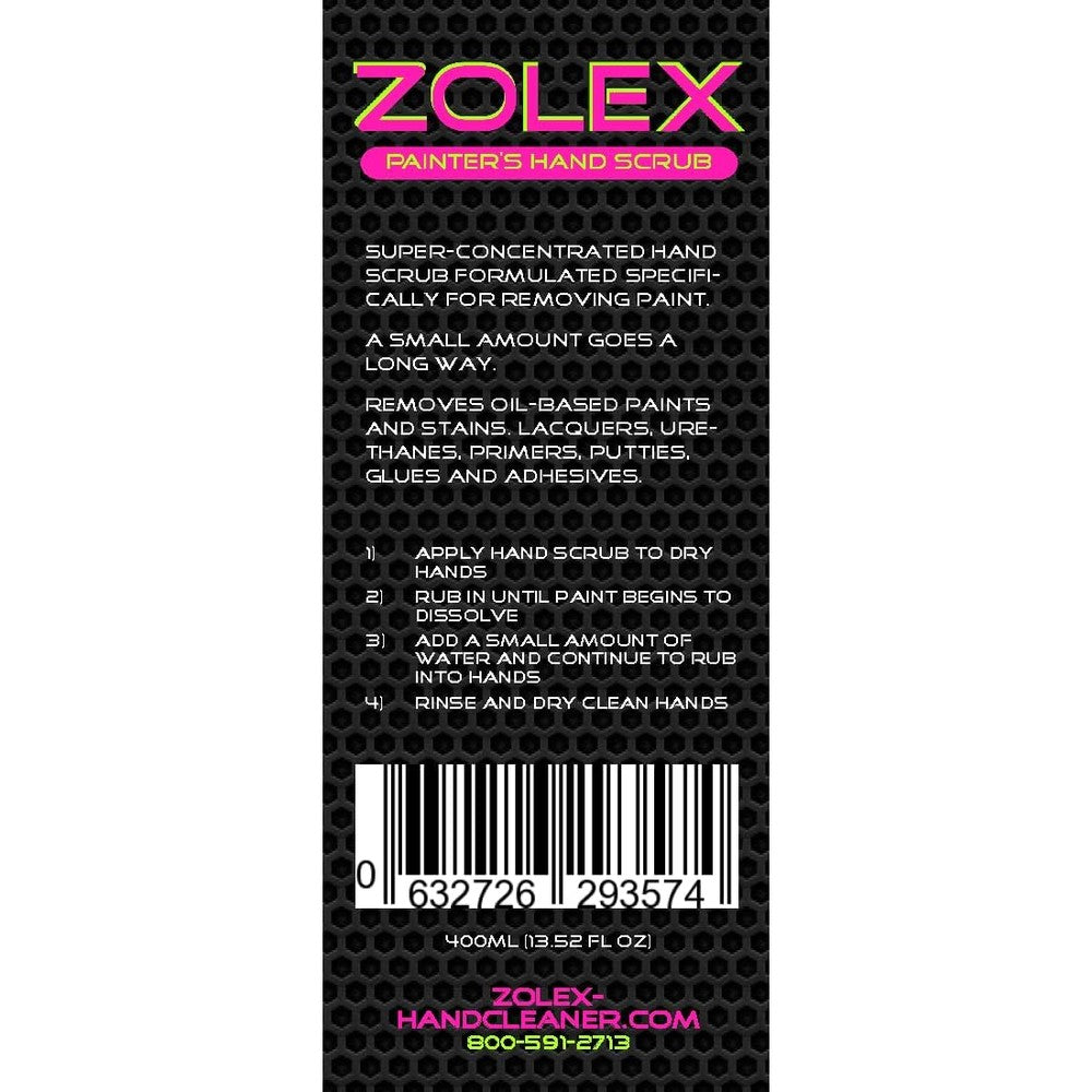 Zolex Painters Hand Scrub 400ml bottle front view for paint removal
