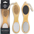 Dermasuri 4 In 1 Exfoliating Foot Scrub Kit front view showing bamboo handle and multiple care surfaces