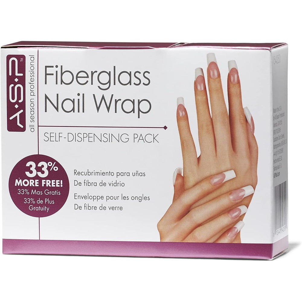 ASP Fiberglass Nail Wrap front view packaging of the self dispensing roll for professional nail repair.