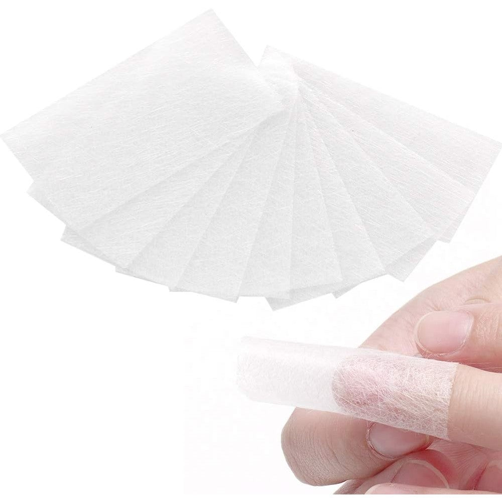 Brrnoo nail extension fiberglass 10 pieces pack front view showing white non-woven silk sheets