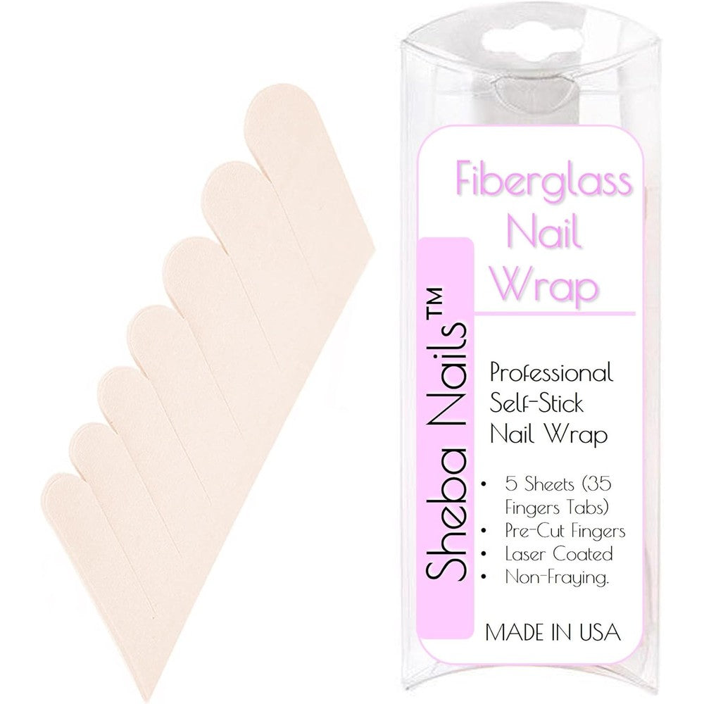 Sheba Nails fiberglass nail wrap pink 35 finger tabs front view