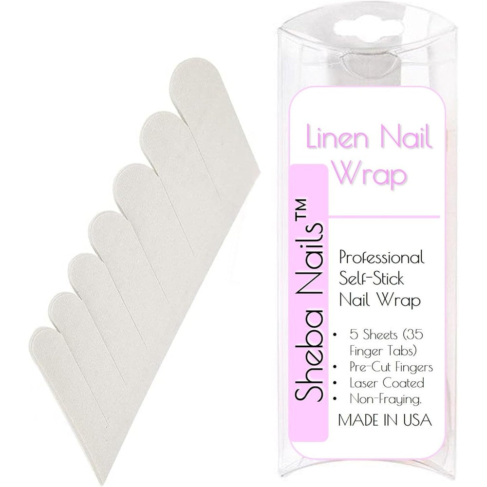 Sheba Nails Linen Nail Wrap 35 Finger Tabs front view