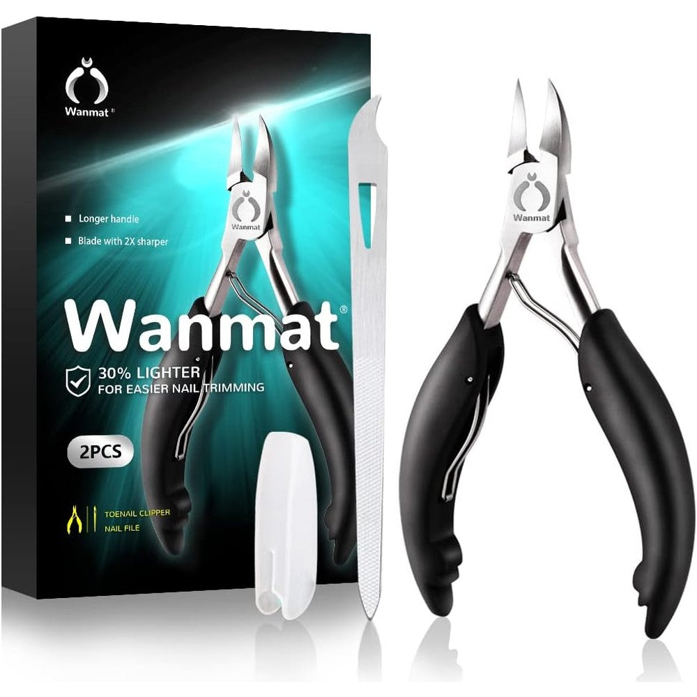 Wanmat professional toenail nipper with curved stainless steel blades front view