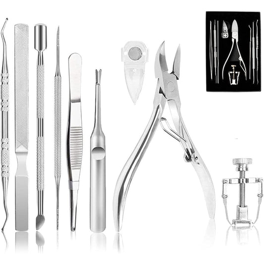 Dualeco 9-piece professional ingrown toenail tool kit front view