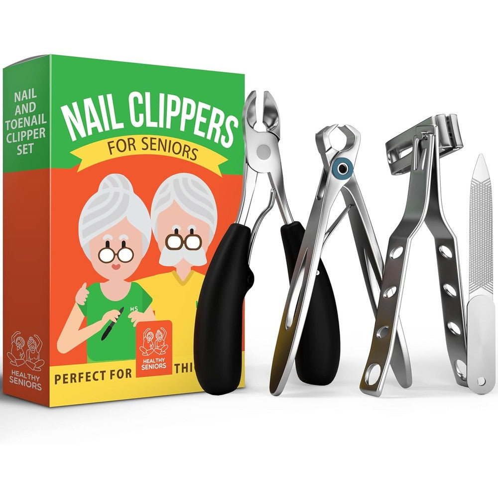 Healthy Seniors 4-piece heavy duty toenail clipper set front view