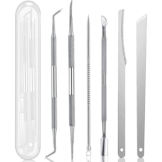 Geounzay 7 piece ingrown toenail pedicure tool kit front view