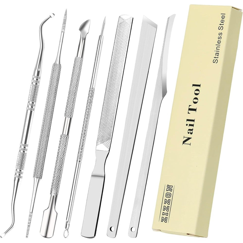 Zizzon 7 piece ingrown toenail file and lifter set front view