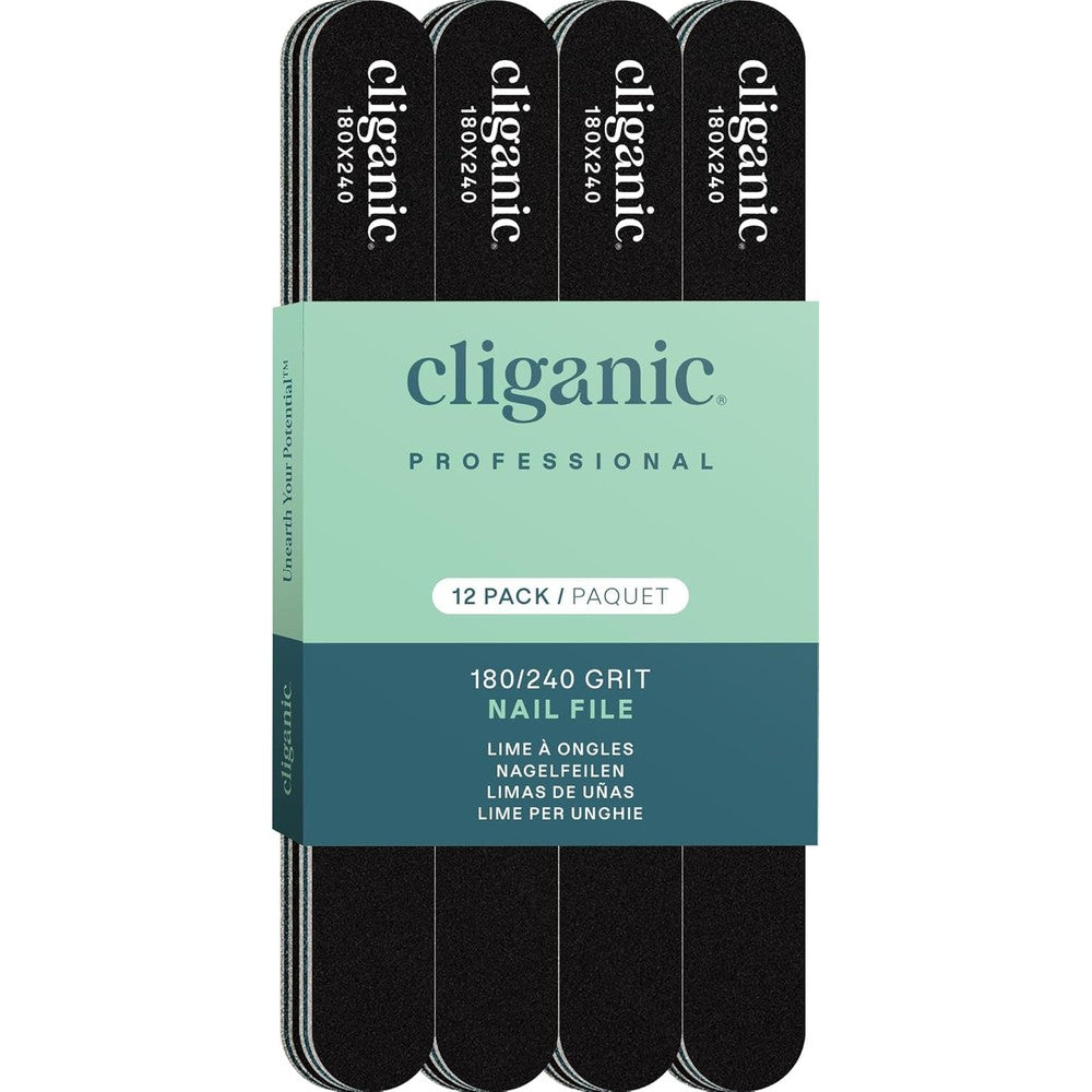 Cliganic nail file set 12 pack 180 240 grit double sided emery boards