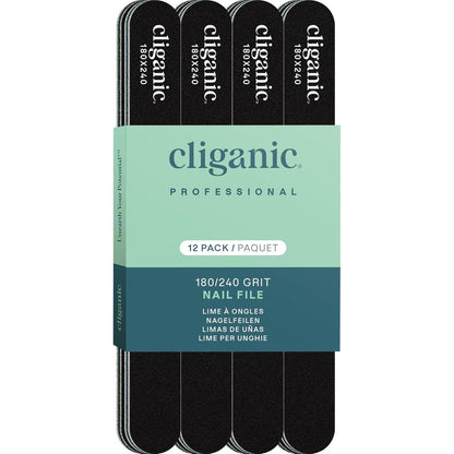 Cliganic nail file set 12 pack 180 240 grit double sided emery boards