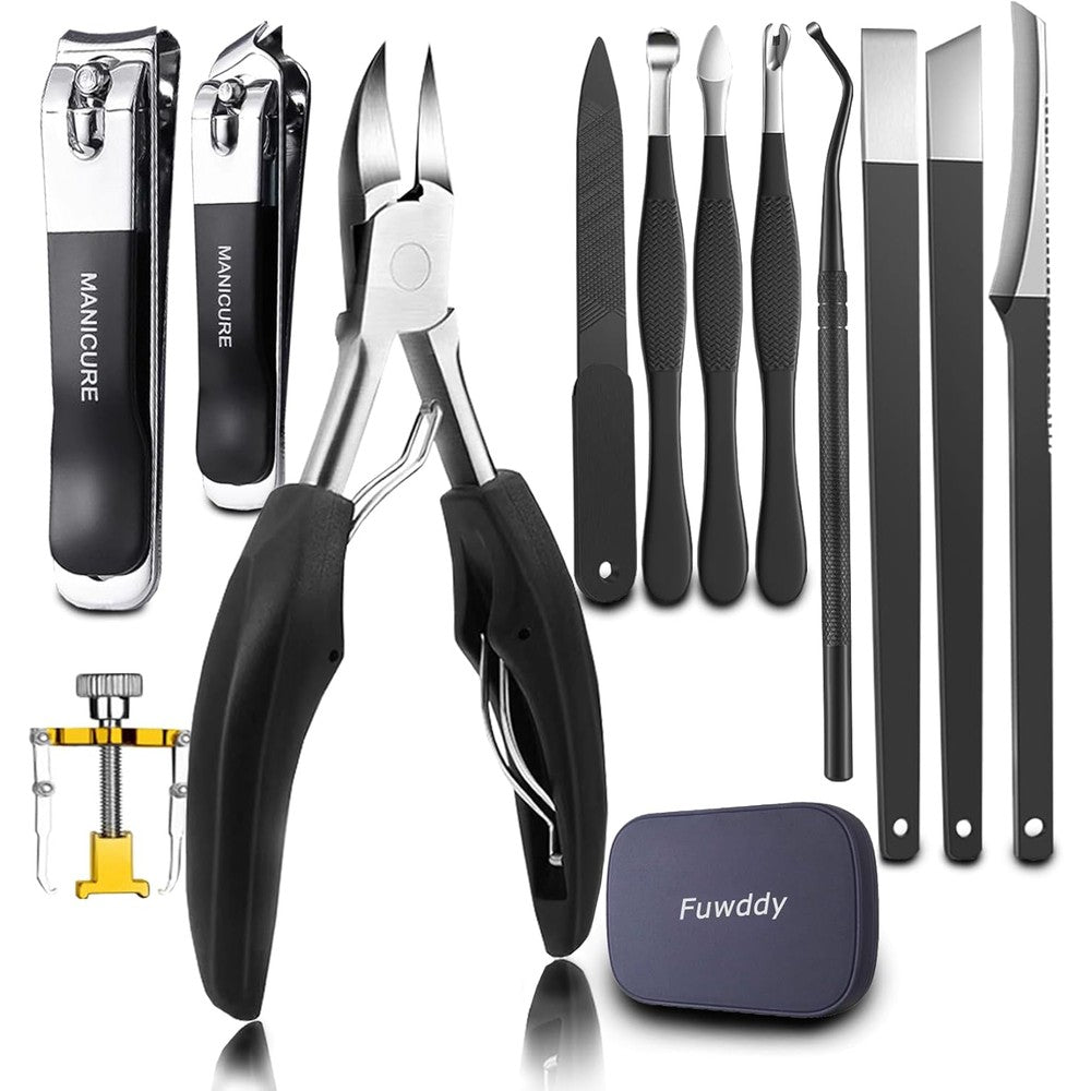 Fuwddy 12-in-1 pedicure kit with nail clipper and knives
