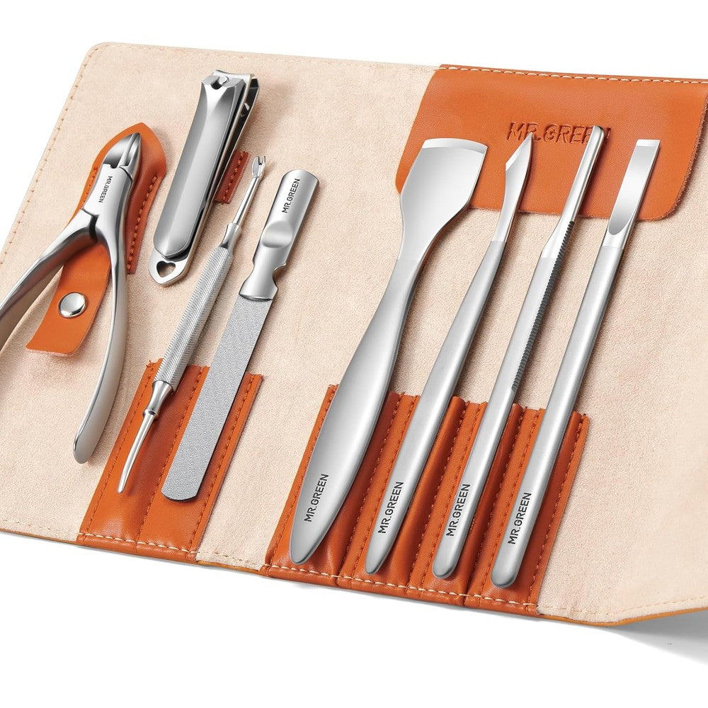 Mr. Green 8-piece professional pedicure knife set in leather case