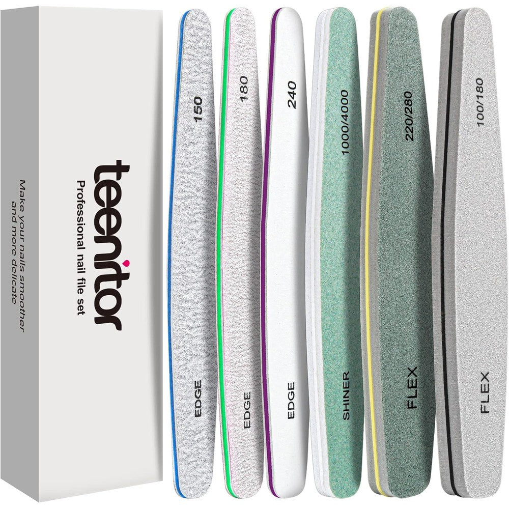 Teenitor 6 piece professional nail file and buffer kit front view