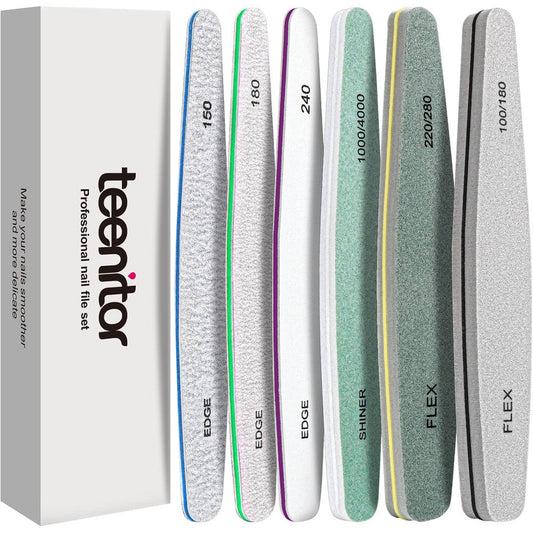 Teenitor 6 piece professional nail file and buffer kit front view