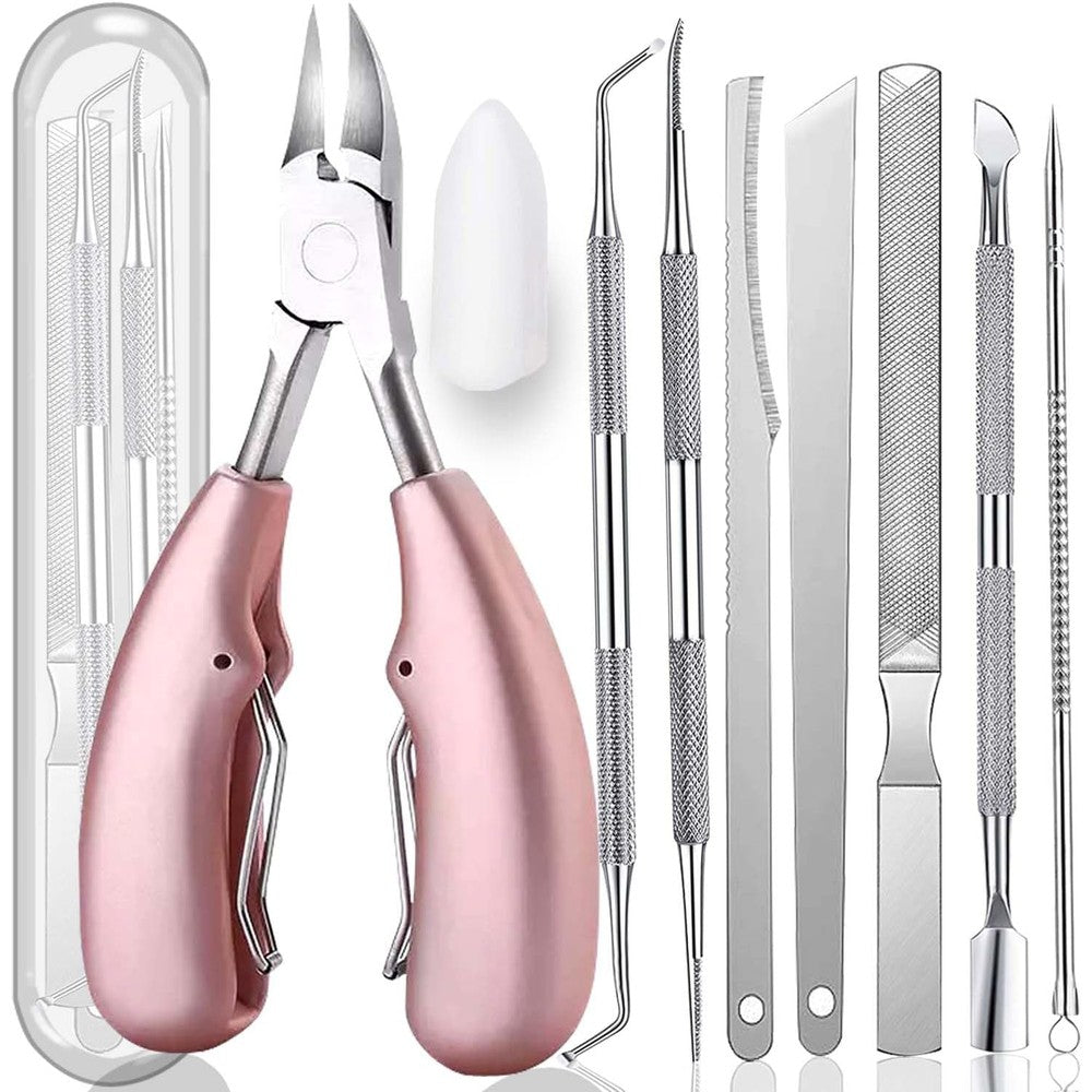 Gleevia 10-piece professional toenail clipper kit in pink