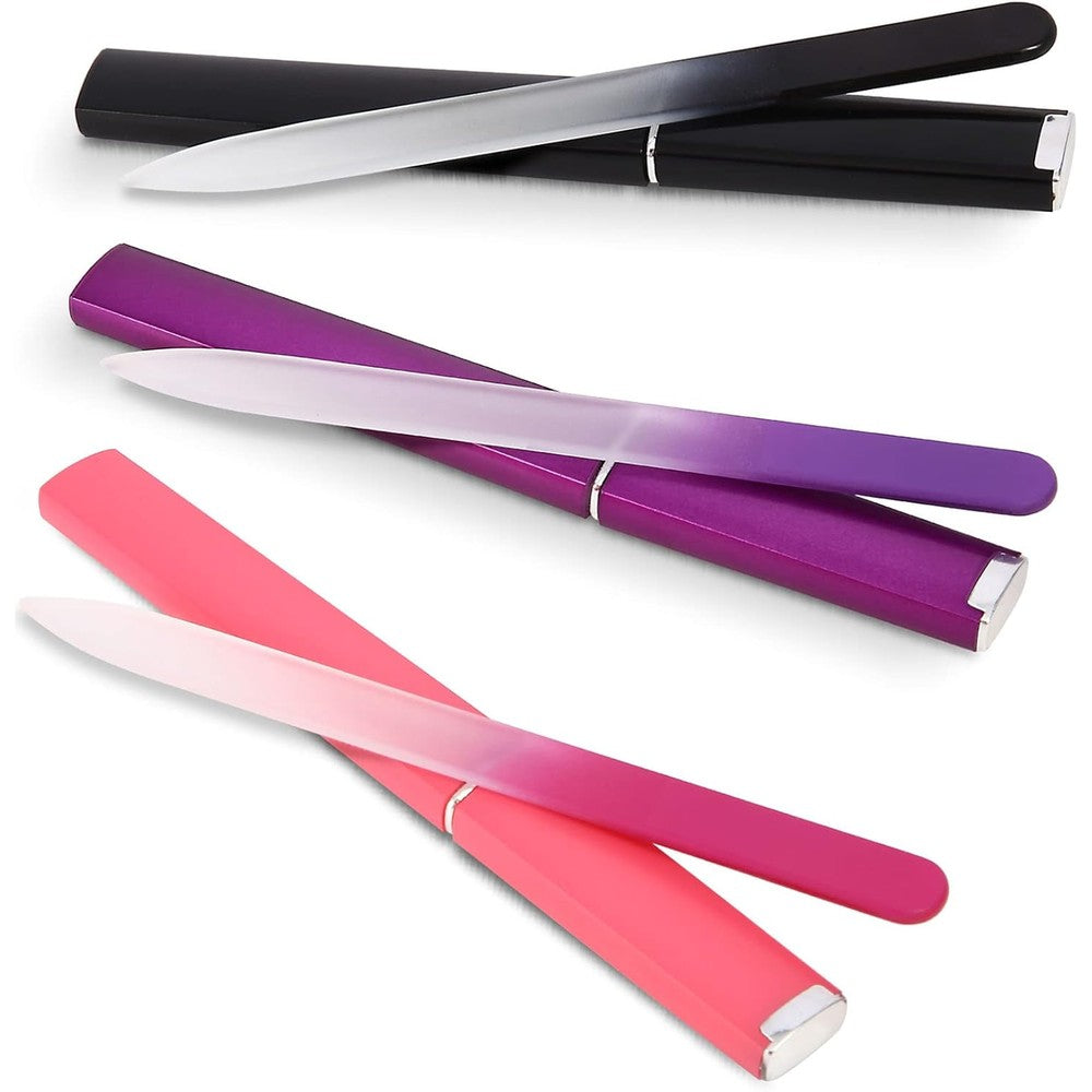 Diodiva crystal glass nail file set with protective cases front view