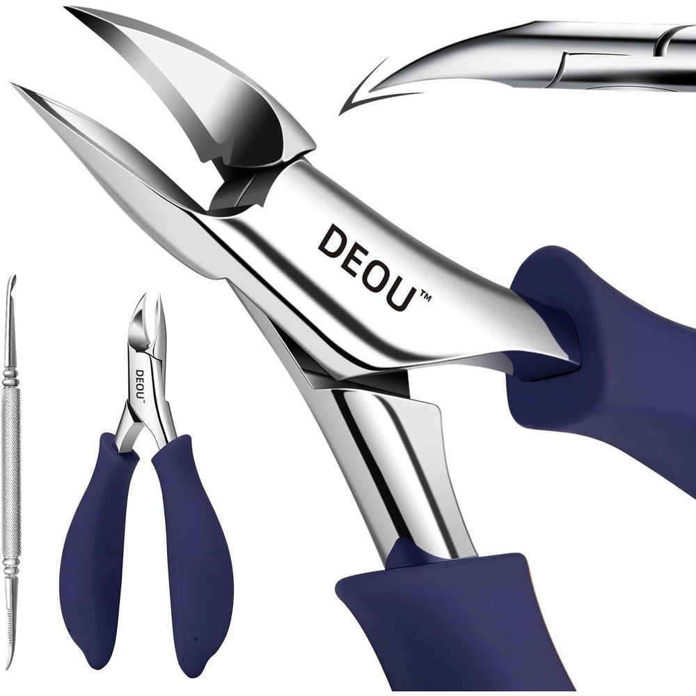 DEOU Podiatrist Toenail Clippers front view in dark blue