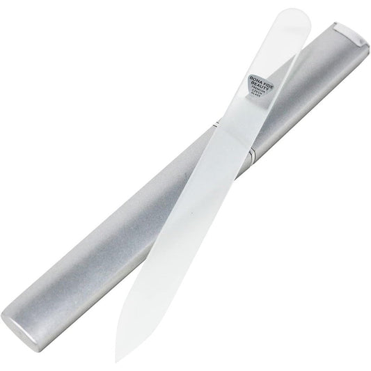 Bona Fide Beauty Czech glass nail file with protective case front view