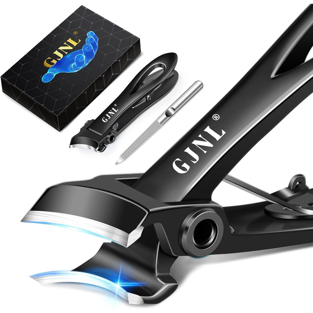 GJNL heavy duty toenail clippers front view with wide jaw