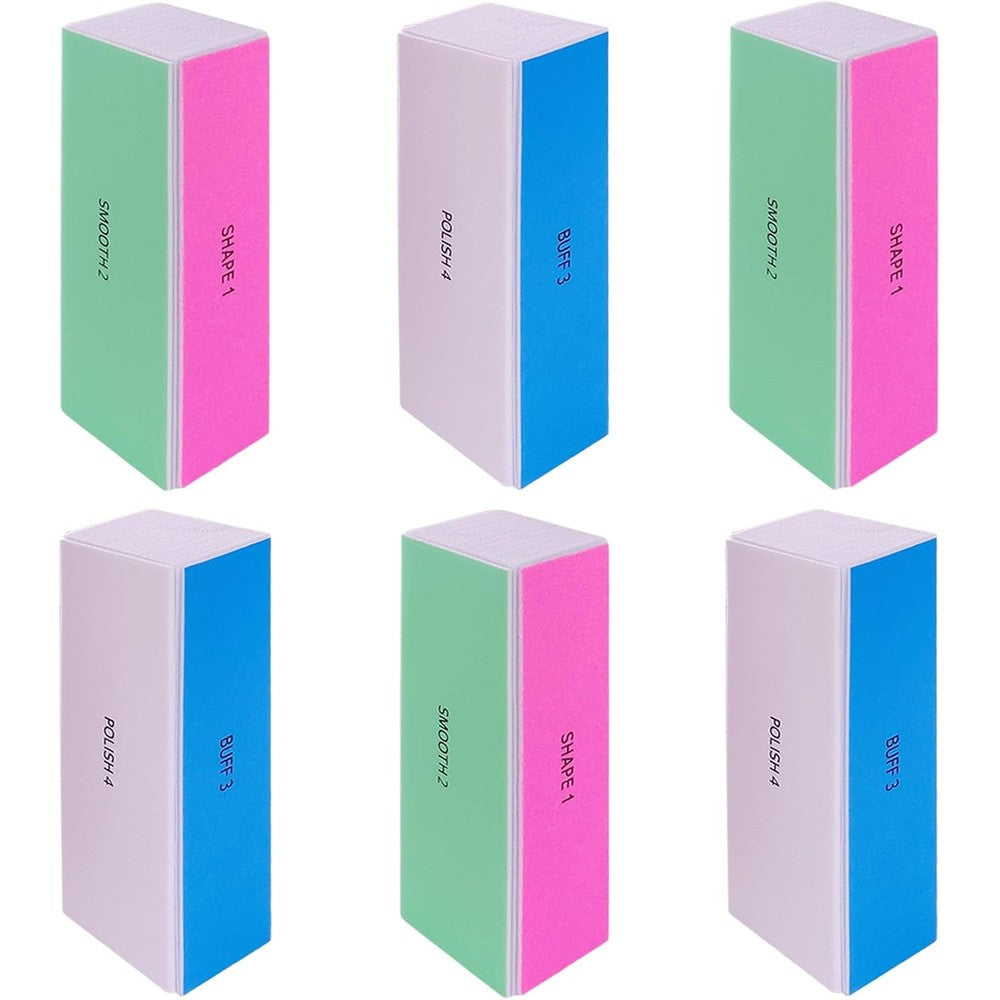 GigaGround 4 Way Nail Buffer Block 6 Piece Set For Natural And Acrylic Nails Professional Manicure Tool With 120 240 600 3000 Grit Levels - Image 1