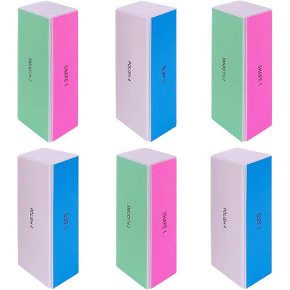 GigaGround 4 Way Nail Buffer Block 6 Piece Set For Natural And Acrylic Nails Professional Manicure Tool With 120 240 600 3000 Grit Levels - Image 1