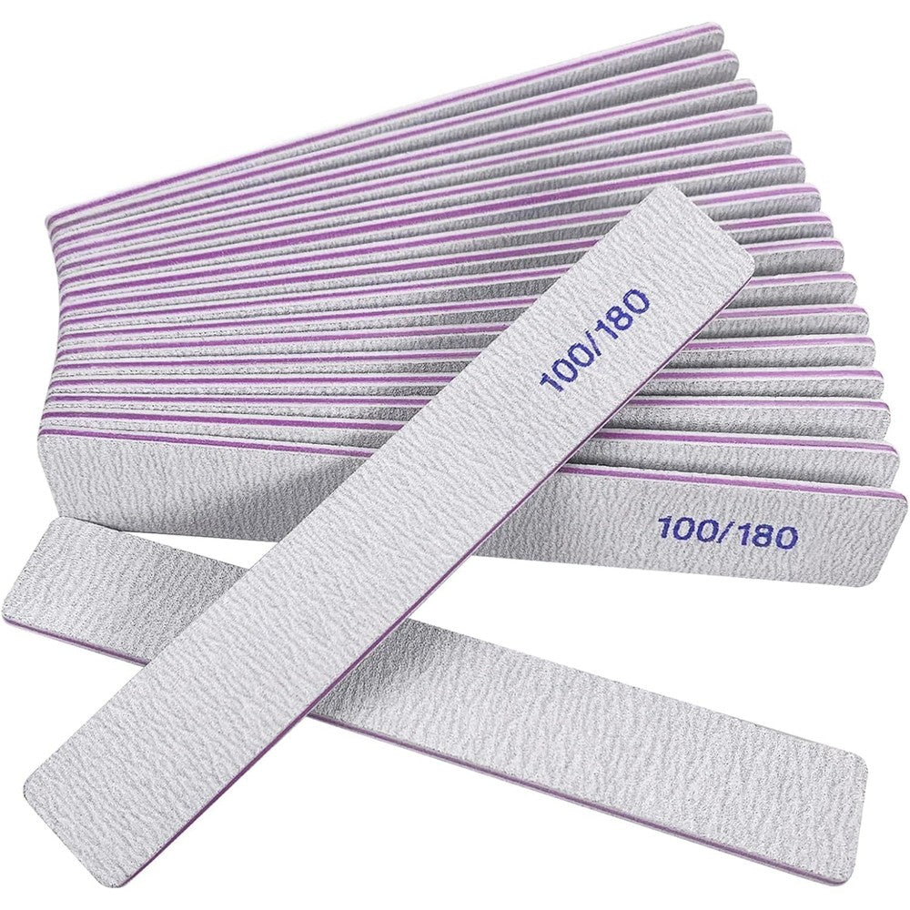 Homeyera 100/180 grit emery board nail files set front view