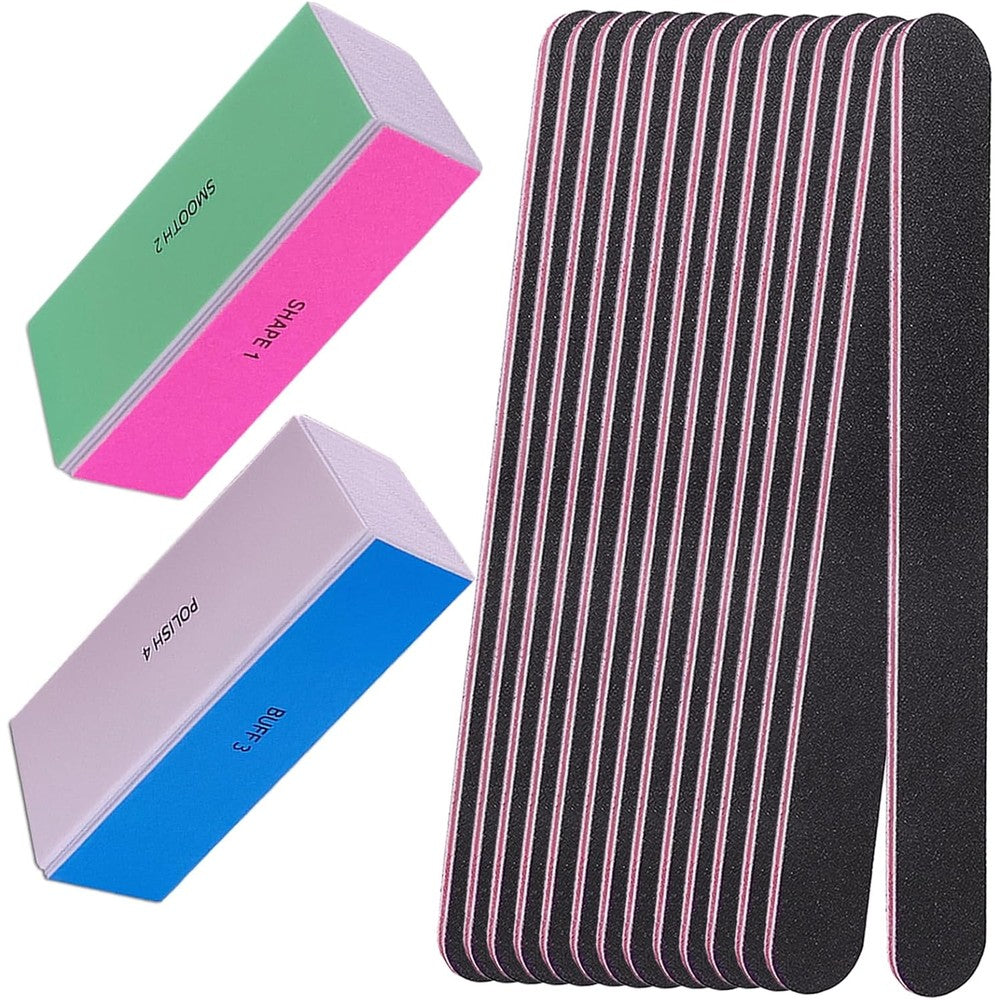 AhaTopia nail file and buffer set front view with 12 pieces