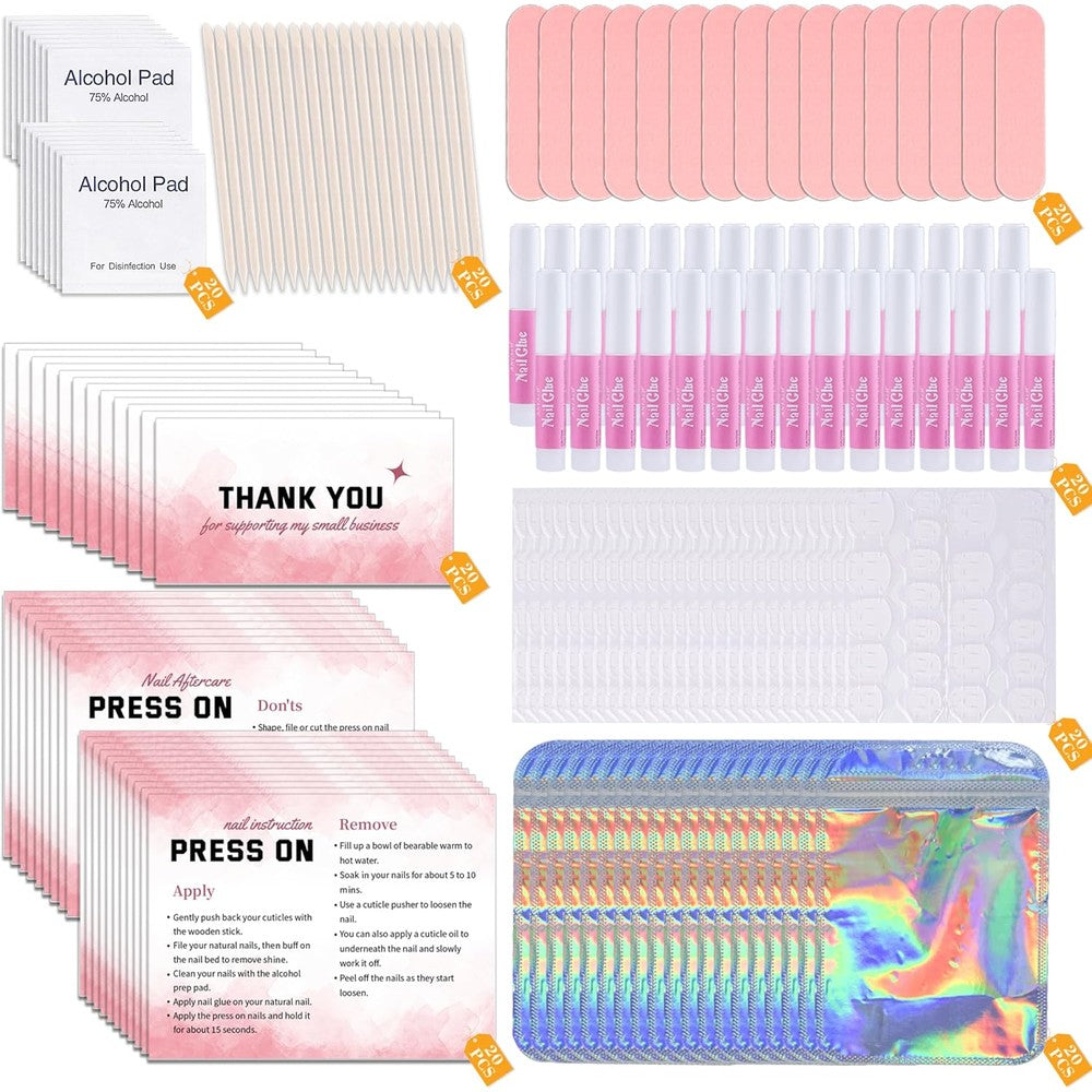 Bebbtiy press on nail tool kit front view in holographic bag
