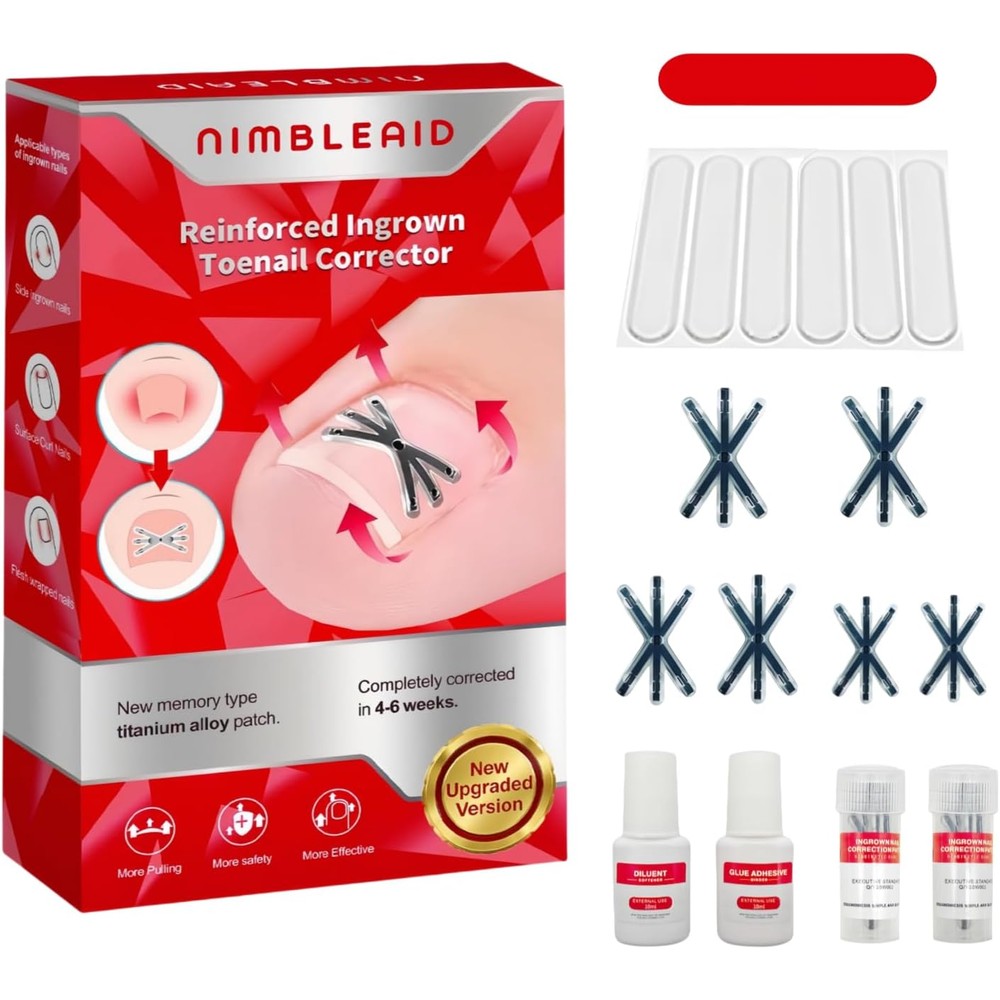 Vitasy titanium alloy ingrown toenail corrector kit front view showcasing the six angle star patches for professional foot care.