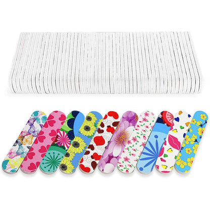 GigaGround mini nail files 50 pack front view with colorful floral patterns