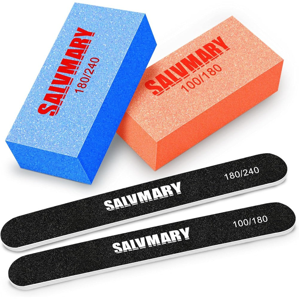 Salvmary nail files and buffers set featuring 4 pieces for professional manicure
