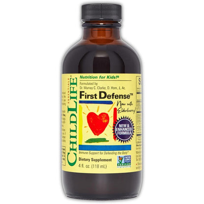 ChildLife Essentials First Defense front view showing kids immune support packaging.